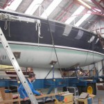 a yacht being repaired at TLC